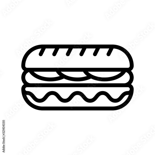 Hotdog vector, fast food related line design icon