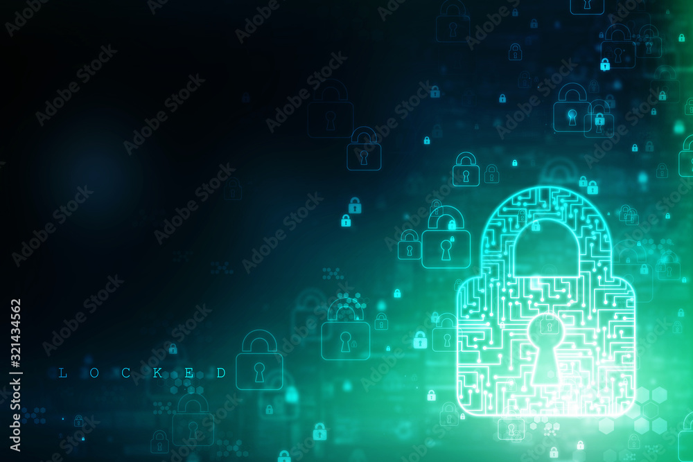 2d illustration Safety concept: Closed Padlock on digital background 2d illustration Safety concept: Closed Padlock on digital background