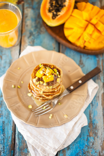 Vegan gluten free sugar free pancakes with fruit