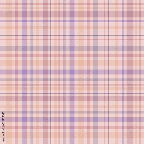Seamless pattern in fantasy light pink, purple and beige colors for plaid, fabric, textile, clothes, tablecloth and other things. Vector image.