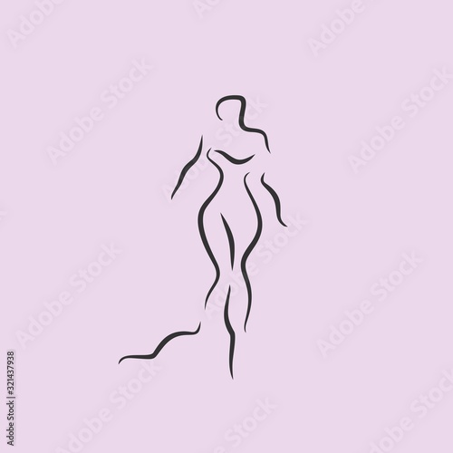 silhouette of a woman in a dress fashion logo