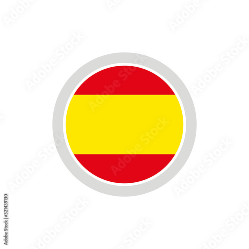 Isolated round shape Spain flag vector logo. Spanol national symbol on the white background.