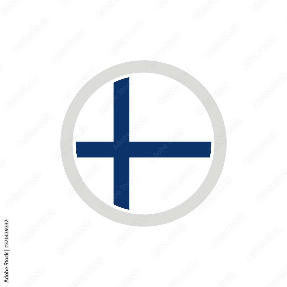 Isolated round shape Finland flag vector logo. Finland national symbol on the white background. Isolated round shape Finland flag vector logo. Finland national symbol on the white background.