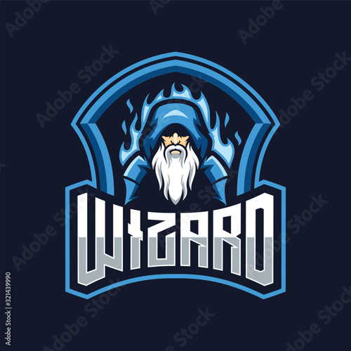 Wizard gaming E Sport logo. Witch gaming vector. champion, championship, character, club, college, competition, concept, danger, design, emblem, face, fairytale, fantasy, game, gamer