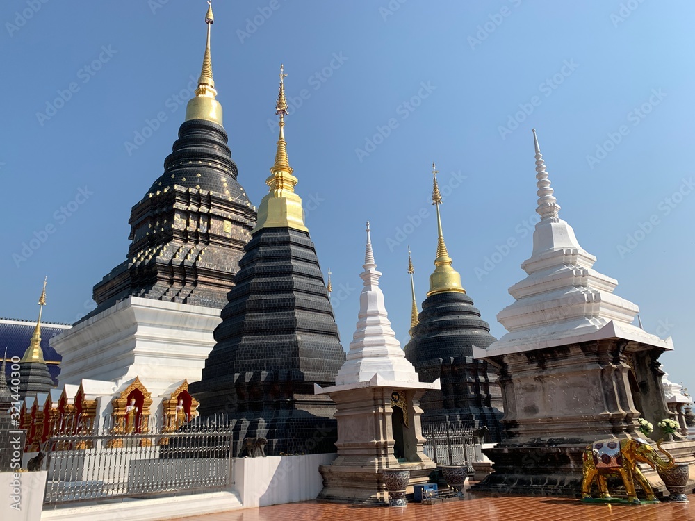 beautiful architecture of Wat Banden Blue​ Temple the famous destination in Mae Taeng Chiangmai, Thailand
