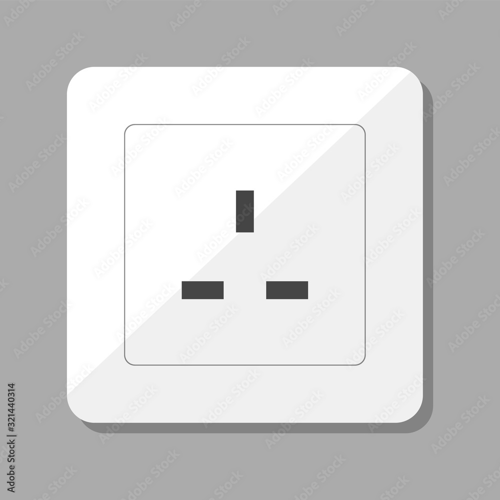 White socket on the wall vector isolated. Electric appliance White socket on the wall vector isolated. Electric appliance