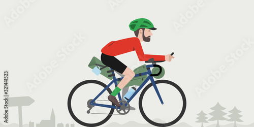 Bikepacking rider, gravel