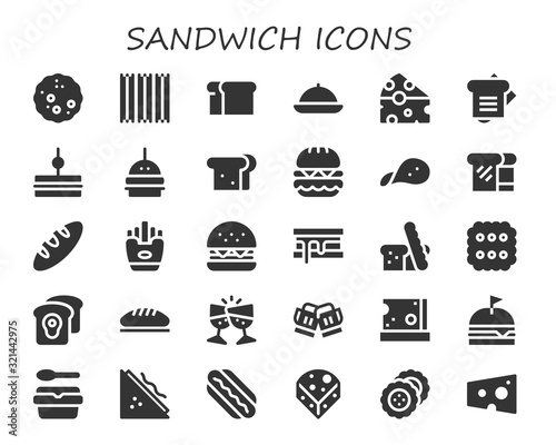 Modern Simple Set of sandwich Vector filled Icons
