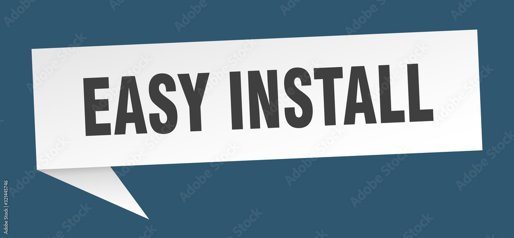 easy install speech bubble. easy install ribbon sign. easy install banner