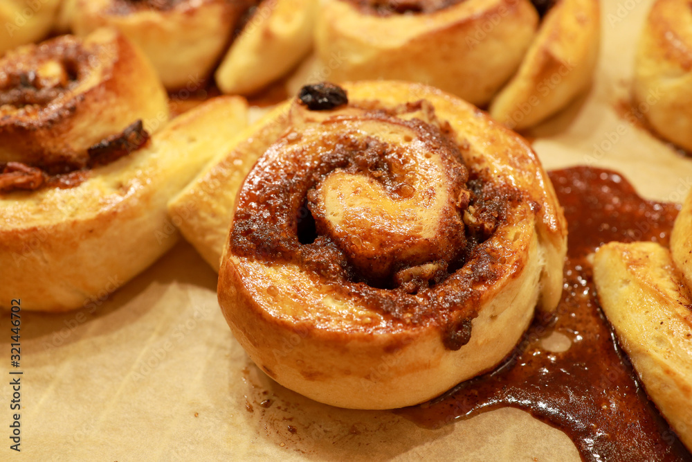 cinnamon roll dough and breads with raisins