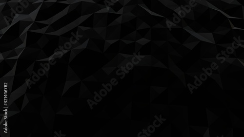 abstract background black dark low poly triangles . geometric shapes technical science wallpaper , glamour fashion sparkle of bloom defocus bokeh dots . raster render 3d 4k