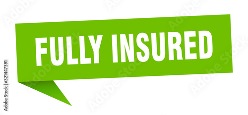 fully insured speech bubble. fully insured ribbon sign. fully insured banner