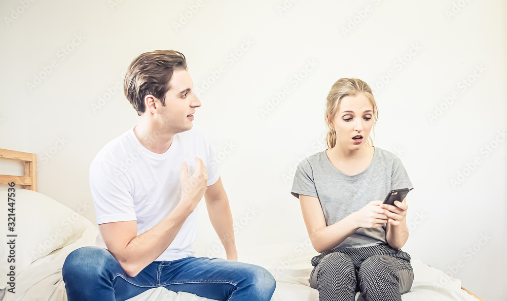 Two young lovers quarreling because of disagreements. Two young lovers quarreling because of disagreements.