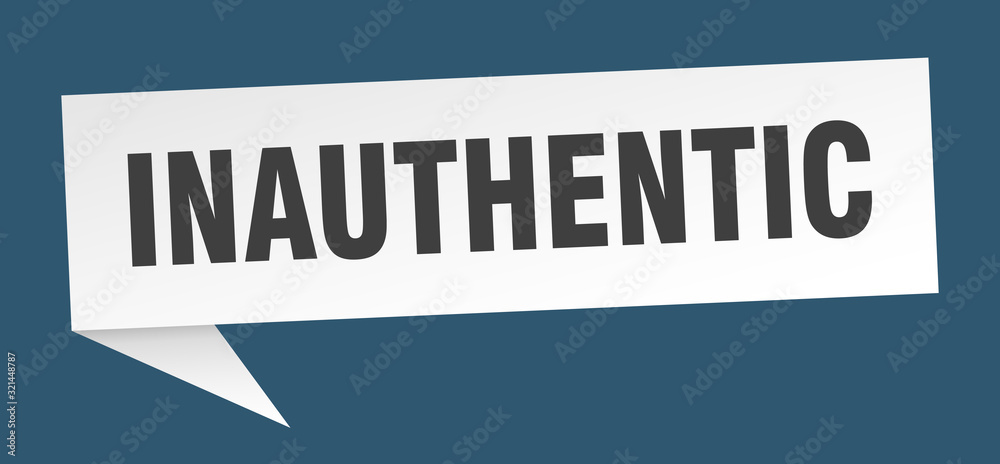 inauthentic speech bubble. inauthentic ribbon sign. inauthentic banner inauthentic speech bubble. inauthentic ribbon sign. inauthentic banner