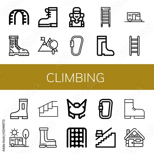 climbing simple icons set