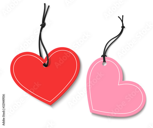 Decorative price tags isolated on white. Heart labels for valentines day design. Vector illustration