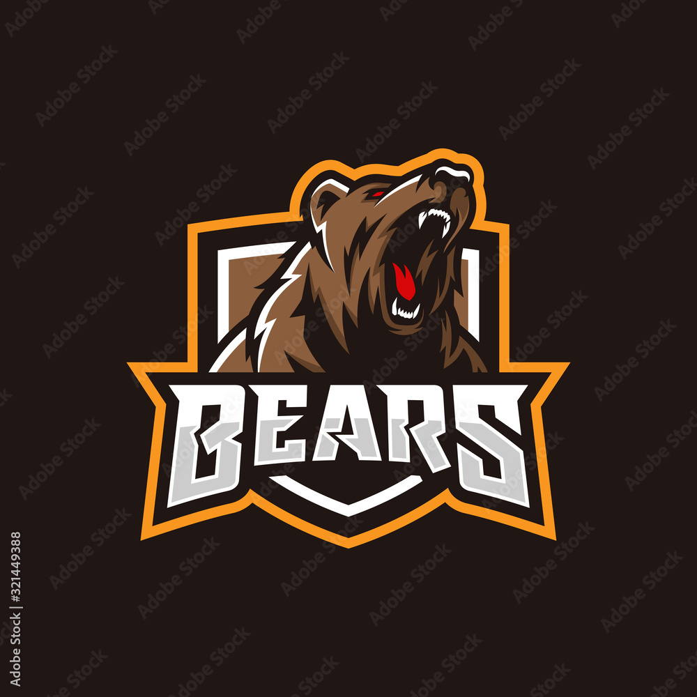 Modern professional grizzly bear logo for a sport team Stock Vector ...