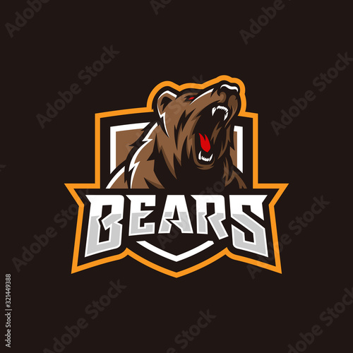 Modern professional grizzly bear logo for a sport team