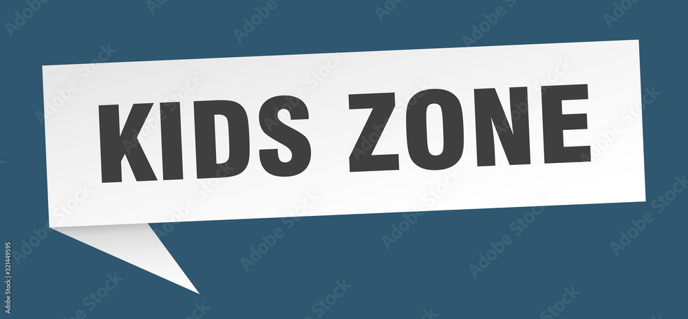 kids zone speech bubble. kids zone ribbon sign. kids zone banner