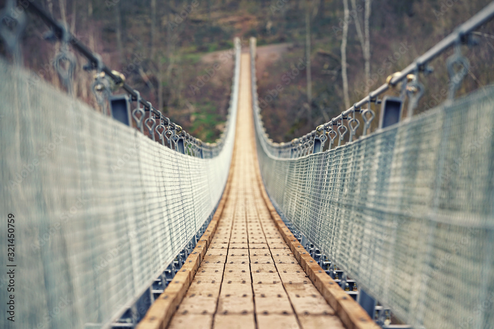 Obraz premium Hängebrücke mitten im Wald