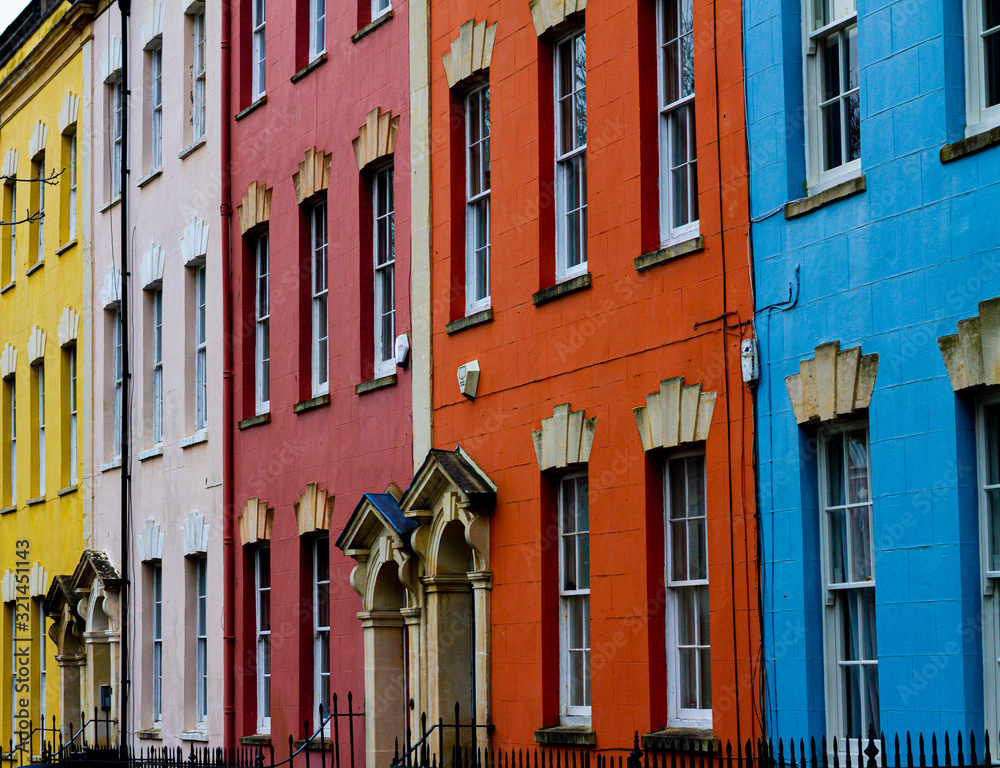 colorful houses in bristol city