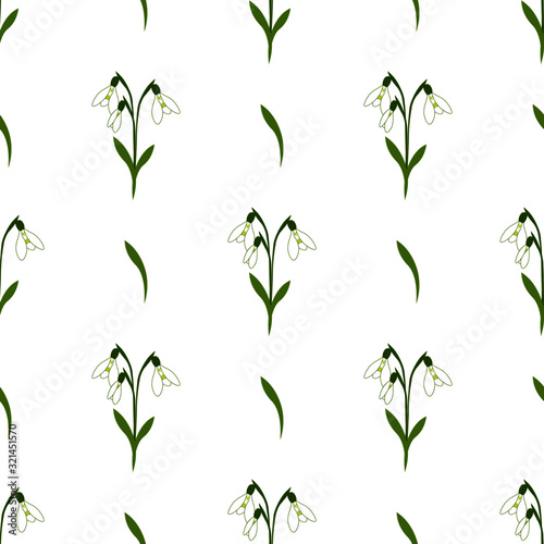 Seamless pattern with snowdrops for your spring design.