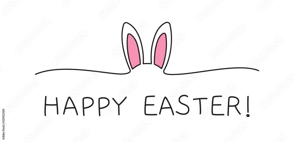 Doodle Happy Easter bunny ears scribble banner