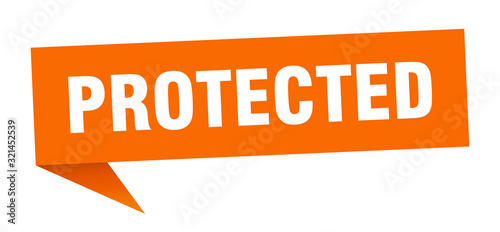 protected speech bubble. protected ribbon sign. protected banner