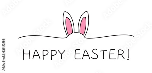 Doodle Happy Easter bunny ears scribble banner