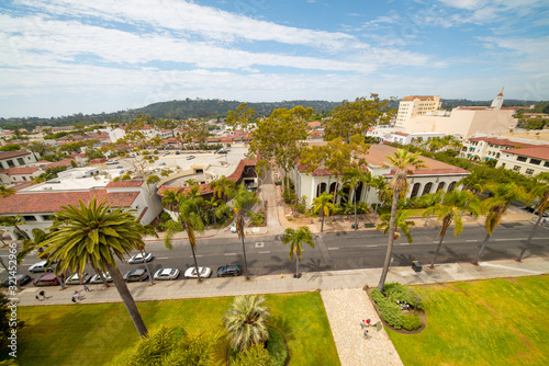 Santa Barbara, California. Aerial view of County Courthouse Gardens