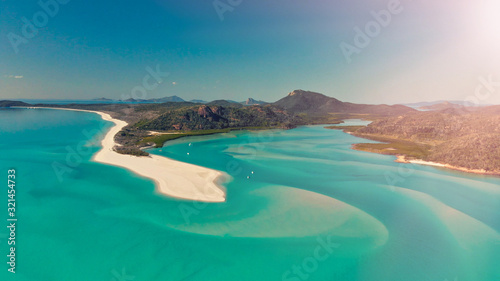 Amazing aerial view of Tropical Beach with forest and mountains