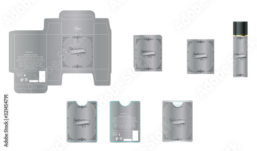 Packaging design, luxury perfume box,  pocket perfume and deo design template and mock up box. Illustration vector.