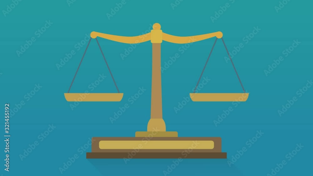 Animation de balance antique vide (flat design, fond bleu, fond blanc et transparence)