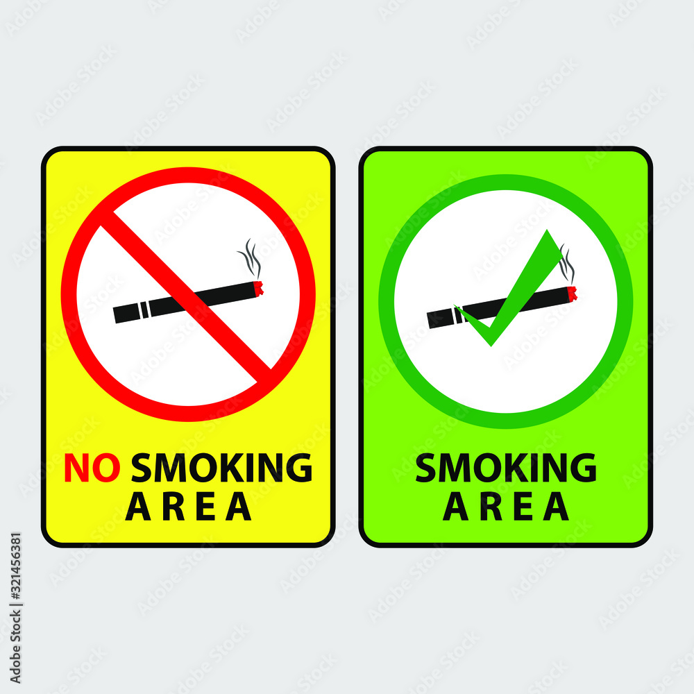 No smoking and Smoking area labels design No smoking and Smoking area labels design