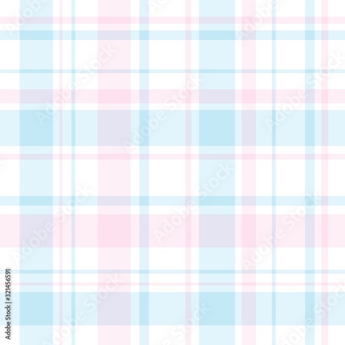 Seamless pattern in fantasy white, light pink and blue colors for plaid, fabric, textile, clothes, tablecloth and other things. Vector image.