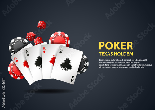 Casino background with poker card and chips. Vector illustration