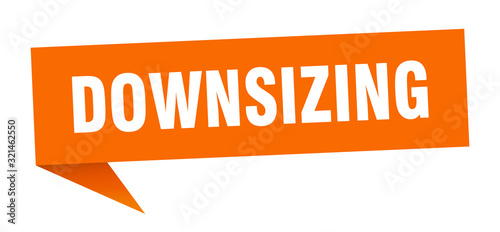 downsizing speech bubble. downsizing ribbon sign. downsizing banner