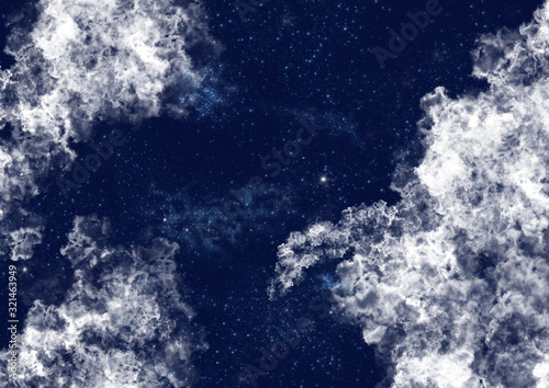 Night sky with clouds and stars background. © Buso87