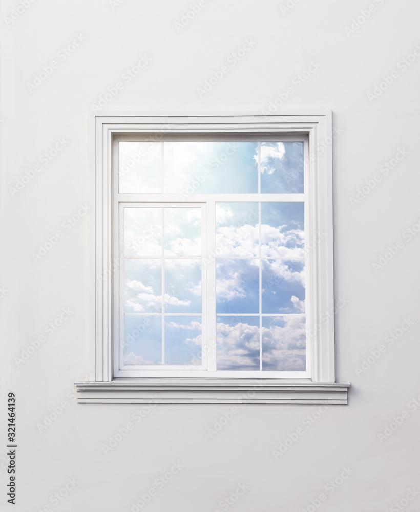 White wall of modern building with window White wall of modern building with window