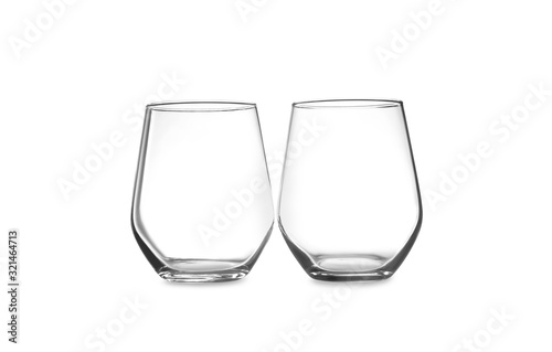 New clean empty glasses isolated on white
