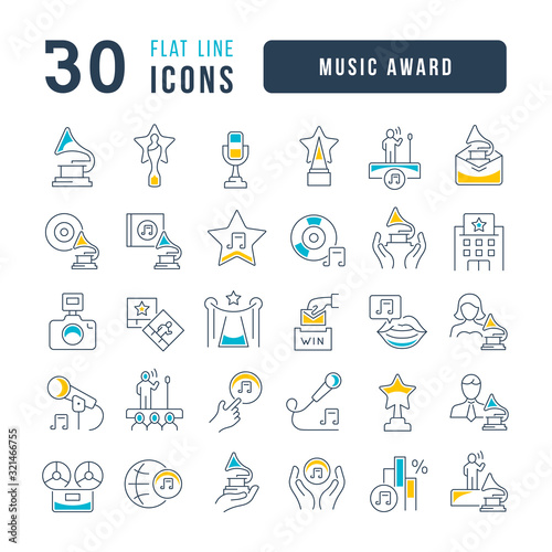 Vector Line Icons of Music Award