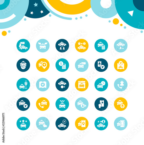 Set of Simple Icons of Taxi Services