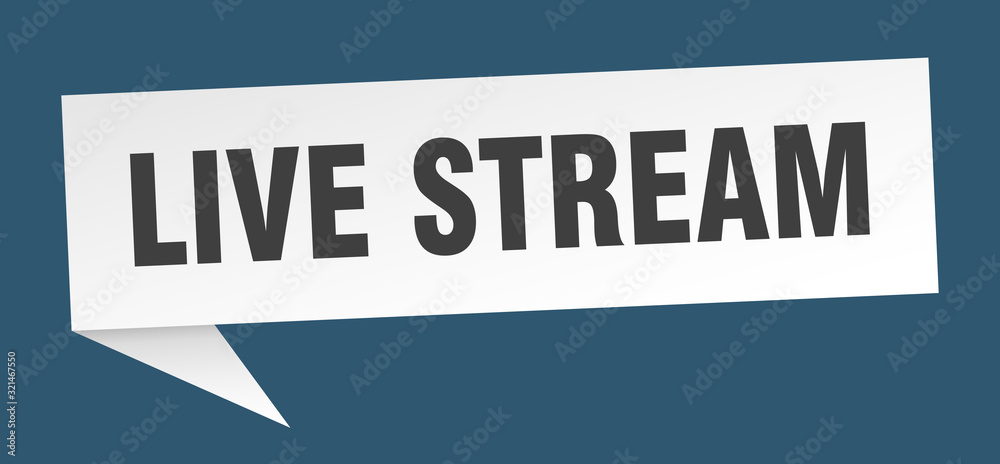 live stream speech bubble. live stream ribbon sign. live stream banner