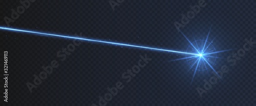 Photo Blue laser beam light effect isolated on transparent background