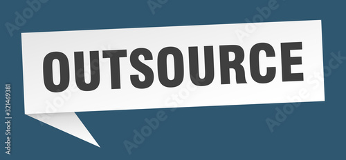 outsource speech bubble. outsource ribbon sign. outsource banner