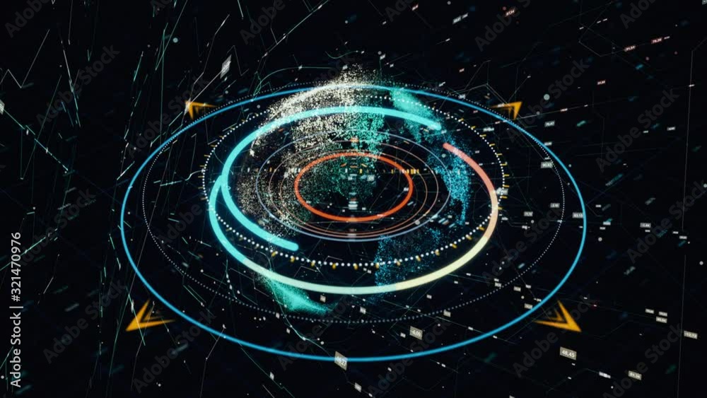 Abstract radar with targets in action, abstract futuristic computer ...