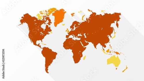 World Map Warm Colors Created For Professional