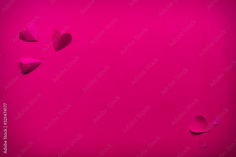 Happy Valentine's Day Background. Valentine's day pink paper heart romantic template with copy space. Background for romantic, love, propose day, banner, pamphlet, cover, brochure.