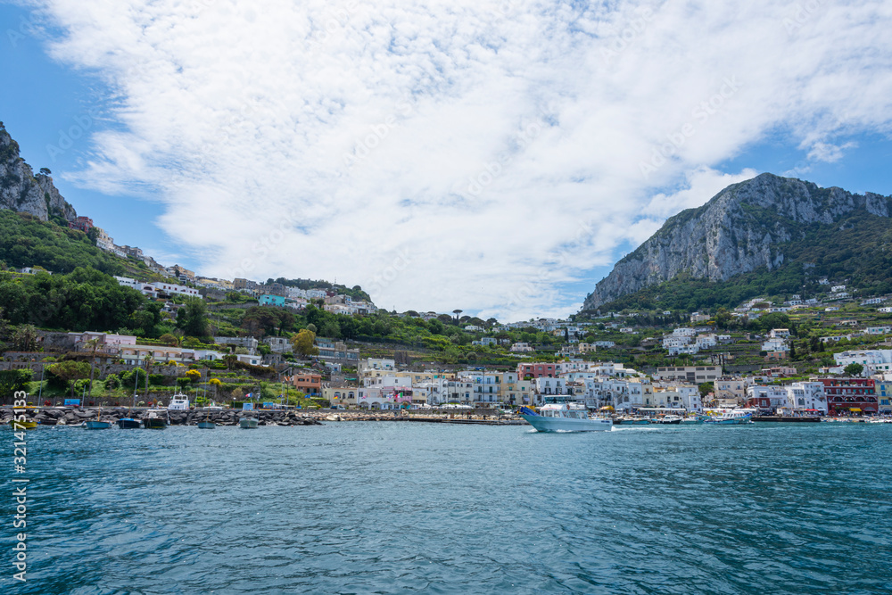 Capri is an island located in the Tyrrhenian Sea off the Sorrento Peninsula, on the south side of the Gulf of Naples in the Campania region of Italy.
