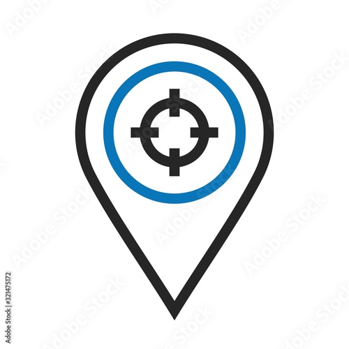 Twin color target compass Location Icon on white background to use in web application interface. It can also be used for travel and tourism industry.